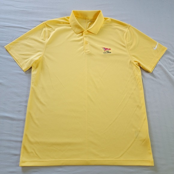 Nike LACC 123RD US‎ OPEN Dri-Fit Tour Golf Polo Shirt Men's Medium Yellow Solid - Picture 3 of 7